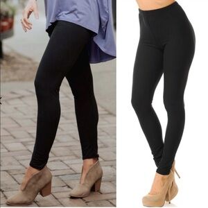 New Mix Solid Black Lux Full Length Leggings NWT